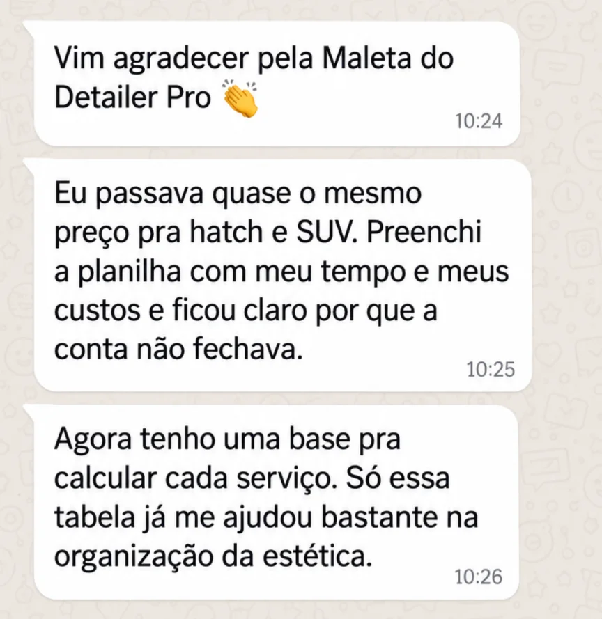Depoimento sobre organização e cálculo de preços por porte